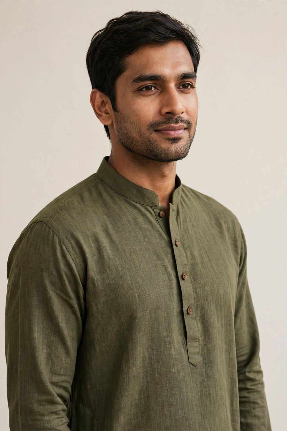 Handloom Khadi Panjabi — Olive